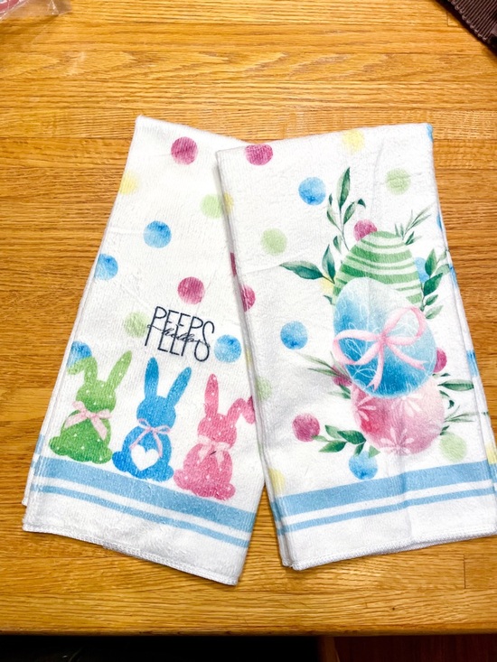 Other - Easter/Spring Themed Set of Hand/Kitchen Towels - NWOT - Hello Peeps, Eggs, Dots